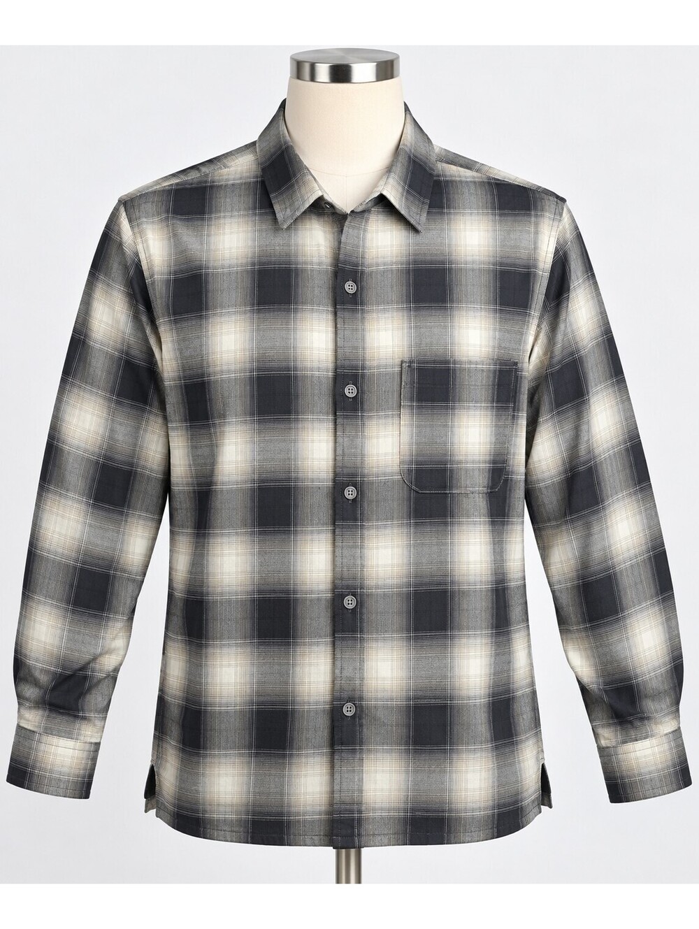 Standard/Cloth Men's Black and White Plaid Button-Up Shirt L